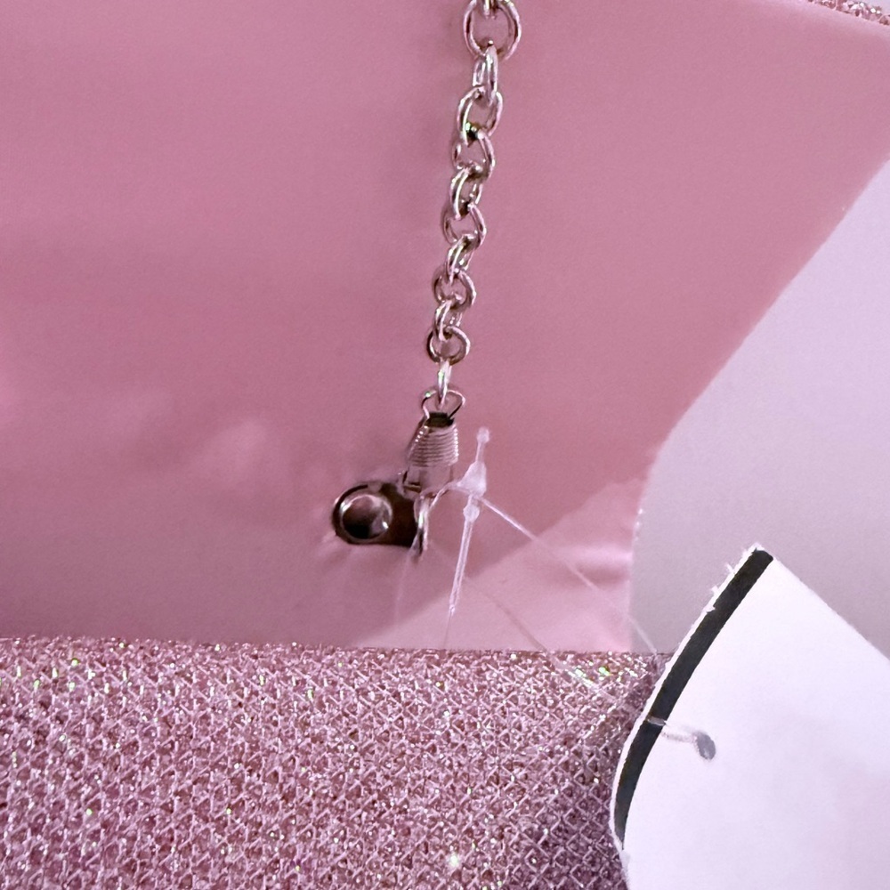 Pink Glitter Clutch Bag with Detachable Chain - Picture 3 of 8